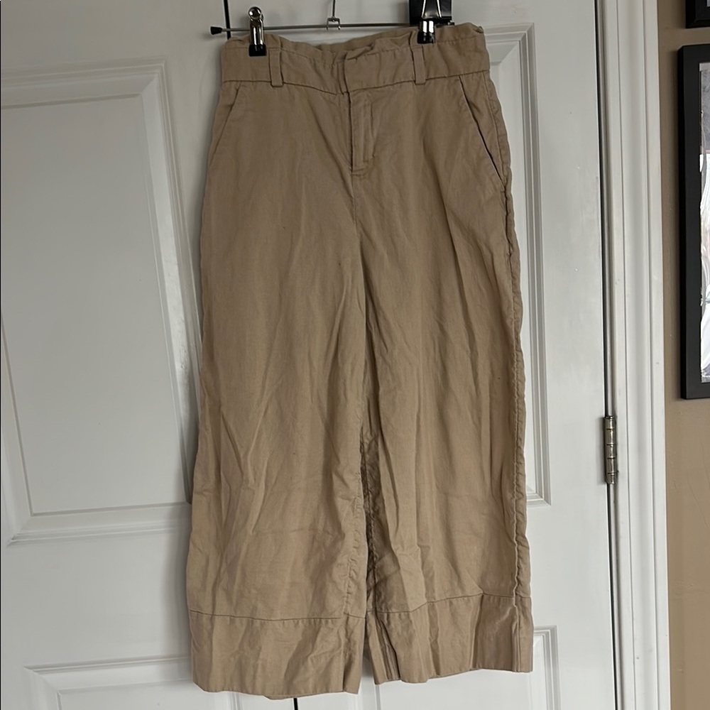 Banana Republic Tan Ankle Cropped Pants Relaxed Fit
